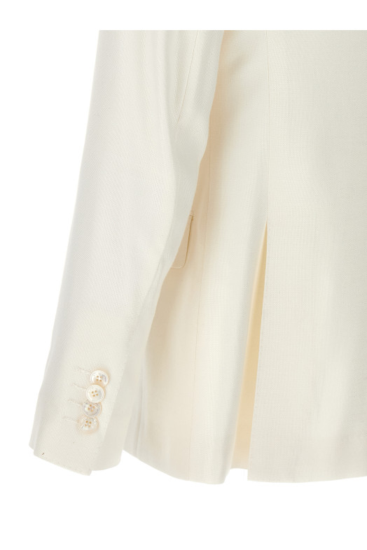 Віскозний двобортний блейзер Білий KITON (D46523K0919B0101) Віскозний двобортний блейзер Білий KITON (D46523K0919B0101)