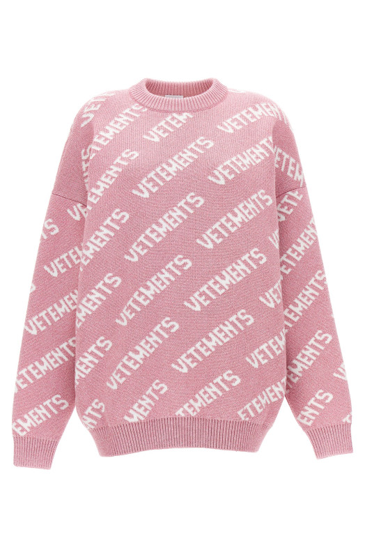 Светр з монограмою з люрексу Рожевий VETEMENTS (UE54KN220PBABYPINKWHITE)