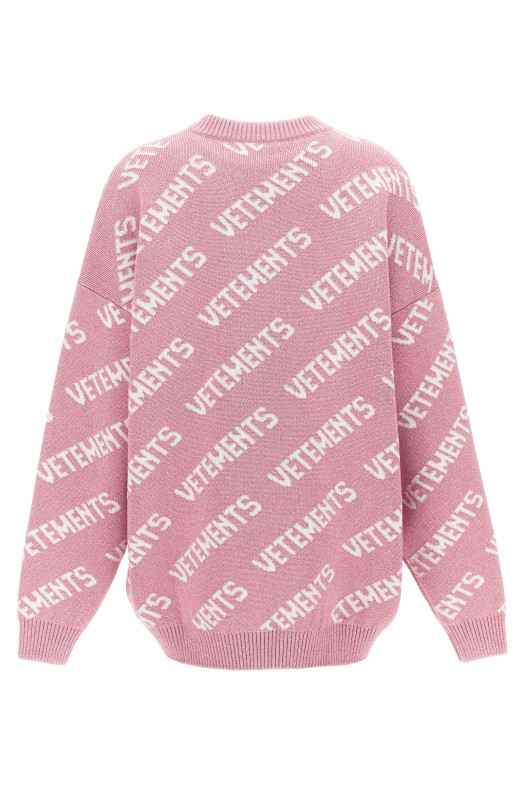 Светр з монограмою з люрексу Рожевий VETEMENTS (UE54KN220PBABYPINKWHITE)