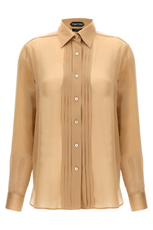Рубашка с плиссированным пластроном Бежевая TOM FORD (CA3269FAX1190JB569) Рубашка с плиссированным пластроном Бежевая TOM FORD (CA3269FAX1190JB569)