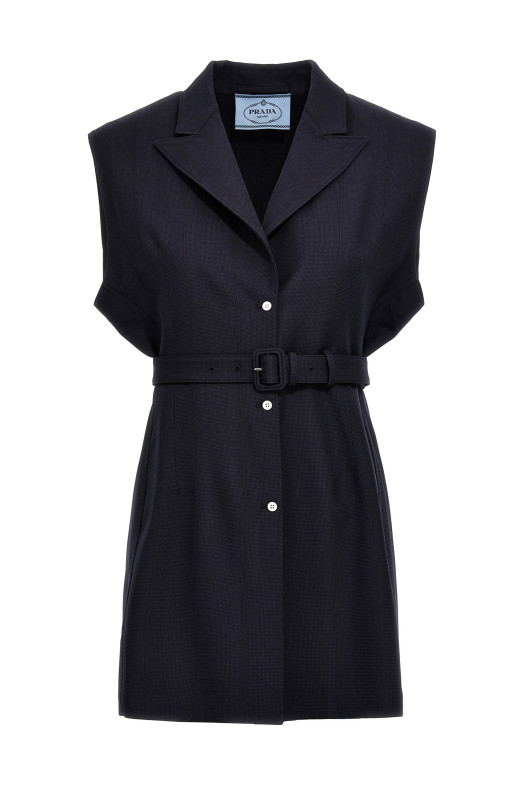 Шерстяной жилет с поясом Синий PRADA (P567OHOOO14XIF0124) Шерстяной жилет с поясом Синий PRADA (P567OHOOO14XIF0124)
