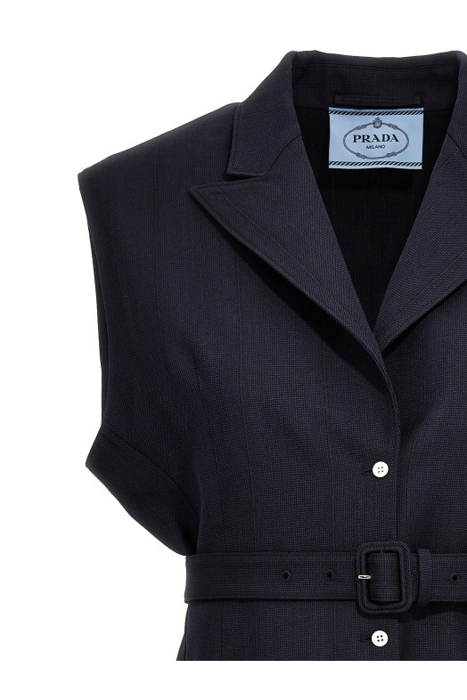Шерстяной жилет с поясом Синий PRADA (P567OHOOO14XIF0124) Шерстяной жилет с поясом Синий PRADA (P567OHOOO14XIF0124)