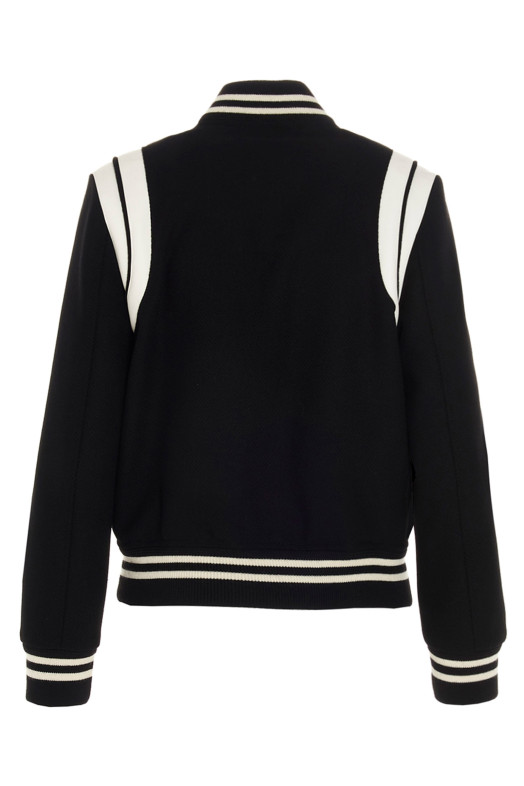 Бомбер Saint Laurent Teddy білий/чорний Бомбер Saint Laurent Teddy білий/чорний