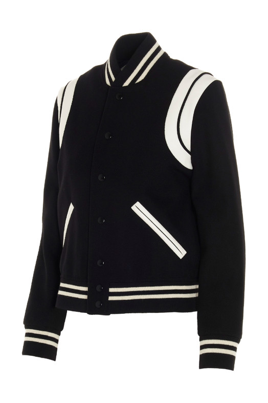 Бомбер Saint Laurent Teddy білий/чорний Бомбер Saint Laurent Teddy білий/чорний