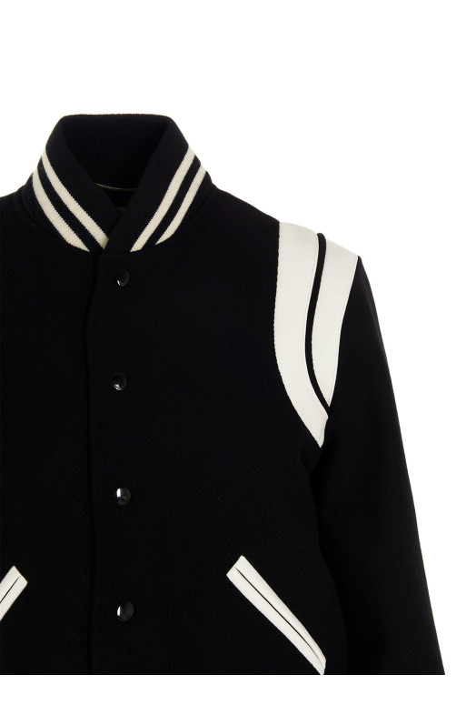Бомбер Saint Laurent Teddy білий/чорний Бомбер Saint Laurent Teddy білий/чорний