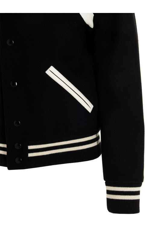 Бомбер Saint Laurent Teddy білий/чорний Бомбер Saint Laurent Teddy білий/чорний