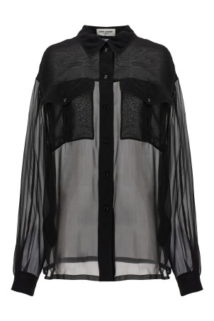 Шовкова сорочка з мусліну Чорний SAINT LAURENT (788262Y115W1000) Шовкова сорочка з мусліну Чорний SAINT LAURENT (788262Y115W1000)