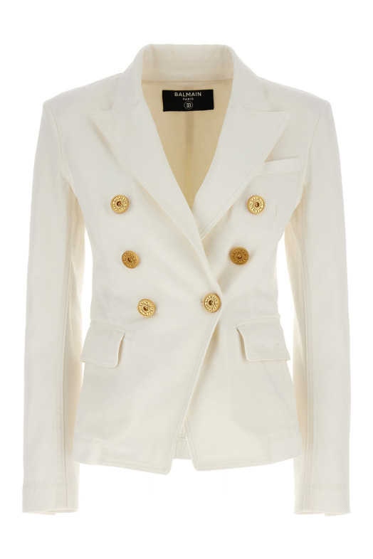 Двобортний джинсовий блейзер Білий BALMAIN (DF1SG170DB690FA) Двобортний джинсовий блейзер Білий BALMAIN (DF1SG170DB690FA)