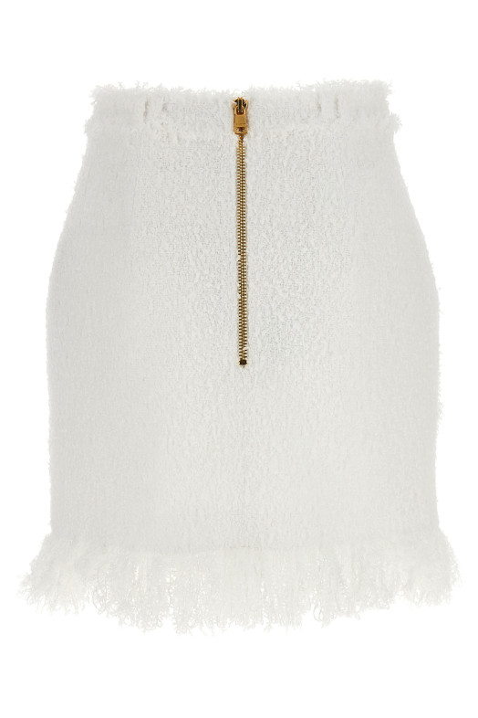 Спідниця з твіду з ґудзиками Біла BALMAIN (DF1LBA20XC670FA)