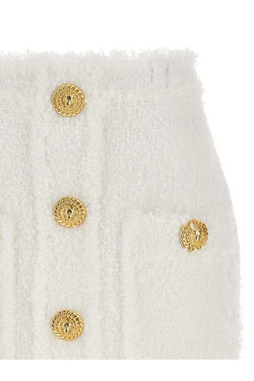 Спідниця з твіду з ґудзиками Біла BALMAIN (DF1LBA20XC670FA)