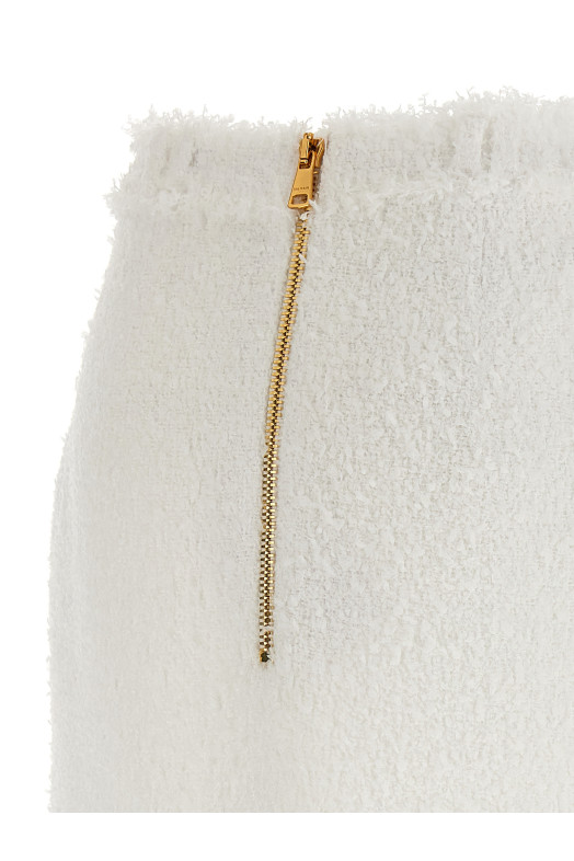 Спідниця з твіду з ґудзиками Біла BALMAIN (DF1LBA20XC670FA)