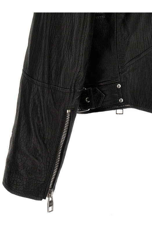 Текстурна шкіряна куртка Чорний (626381Q5LDS1000)