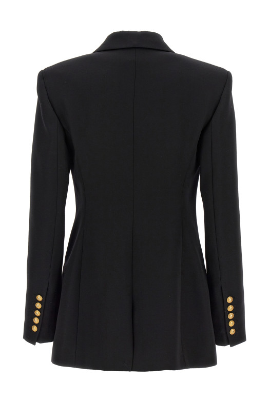 Двобортний блейзер з ґудзиками з логотипом Чорний BALMAIN (DF1SE055WC090PA) Двобортний блейзер з ґудзиками з логотипом Чорний BALMAIN (DF1SE055WC090PA)