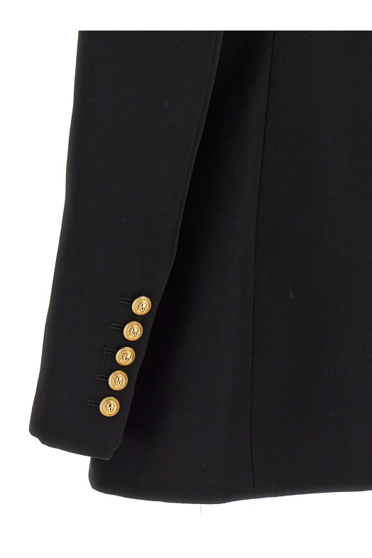 Двобортний блейзер з ґудзиками з логотипом Чорний BALMAIN (DF1SE055WC090PA) Двобортний блейзер з ґудзиками з логотипом Чорний BALMAIN (DF1SE055WC090PA)