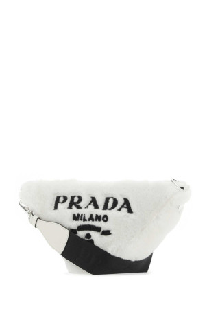 White shearling Triangle crossbody bag Black PRADA (1BH190VDI92EC9) White shearling Triangle crossbody bag Black PRADA (1BH190VDI92EC9)