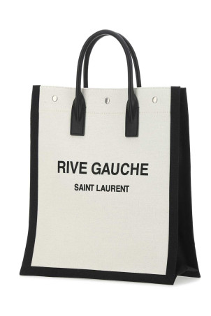 Двухцветная сумка для покупок Rive Gauche из канваса Белый/Черный SAINT LAURENT (632539FAABR) Двухцветная сумка для покупок Rive Gauche из канваса Белый/Черный SAINT LAURENT (632539FAABR)