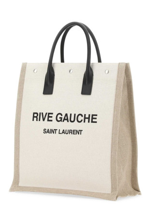 Двоколірна полотняна сумка для покупок Rive Gauche SAINT LAURENT (632539FAAVU) Двоколірна полотняна сумка для покупок Rive Gauche SAINT LAURENT (632539FAAVU)