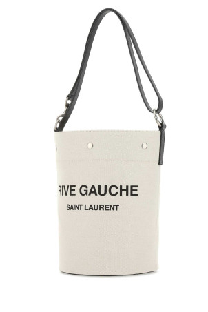 Сумка-ведро Rive Gauche из слоновой кости, белая/черная SAINT LAURENT (676624FAAAZ) Сумка-ведро Rive Gauche из слоновой кости, белая/черная SAINT LAURENT (676624FAAAZ)