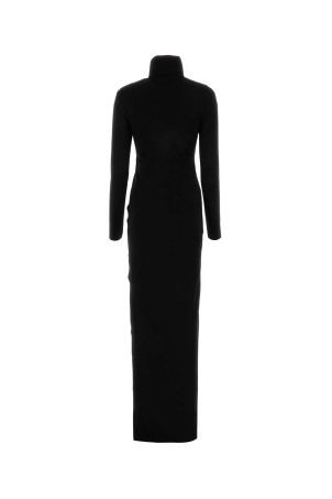 Черное шерстяное длинное платье Black SAINT LAURENT (756253YAZA2) Черное шерстяное длинное платье Black SAINT LAURENT (756253YAZA2)