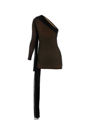 Черное платье с одним плечом из вискозной смеси DION LEE (A9965F23) Черное платье с одним плечом из вискозной смеси DION LEE (A9965F23)