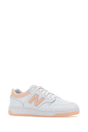 Двоколірні шкіряні кросівки 480 Білий Рожевий NEW BALANCE (BB480LPH) Двоколірні шкіряні кросівки 480 Білий Рожевий NEW BALANCE (BB480LPH)