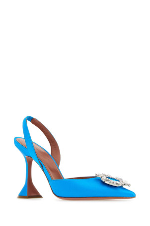 Turquoise satin Begum pumps BLUE AMINA MUADDI (BEGUMSLING) Turquoise satin Begum pumps BLUE AMINA MUADDI (BEGUMSLING)