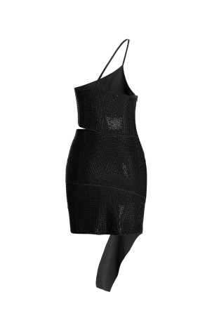 Sequin one shoulder dress Black