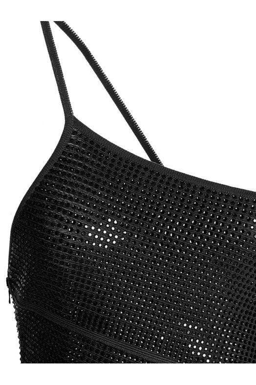 Sequin one shoulder dress Black