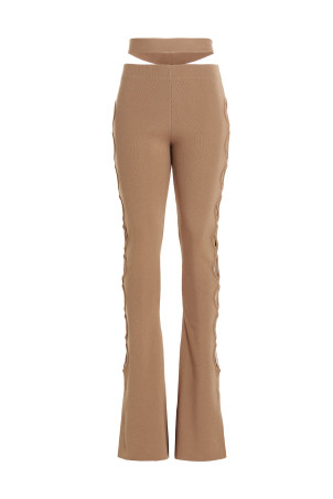 Cut out pants with lacing Beige