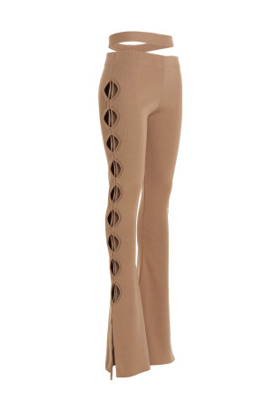 Cut out pants with lacing Beige