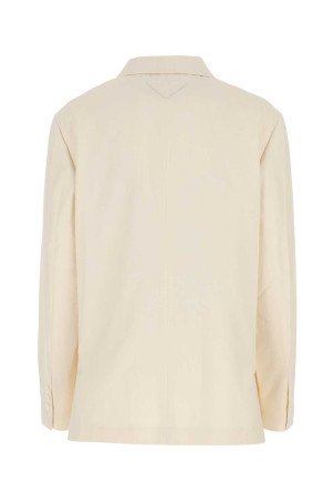 Бавовняний блейзер кольору слонової кістки PRADA (P555NS23112LT) Бавовняний блейзер кольору слонової кістки PRADA (P555NS23112LT)