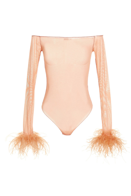 Прозорий боді з пір'ям Рожевий OSÈREE (OFY121PEACH)