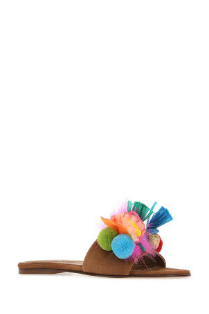 Embellished suede Tutti Frutti slippers Beige ALAMEDA TURQUESA (TUTTIFRUTTI) Embellished suede Tutti Frutti slippers Beige ALAMEDA TURQUESA (TUTTIFRUTTI)
