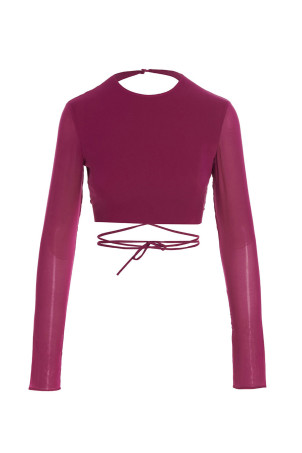 Укороченный топ из жоржет Фуксия THE ANDAMANE (T130909ATNS038CICLAMINO)