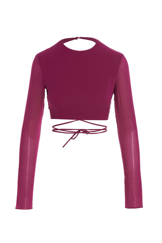 Cropped georgette top Fuchsia