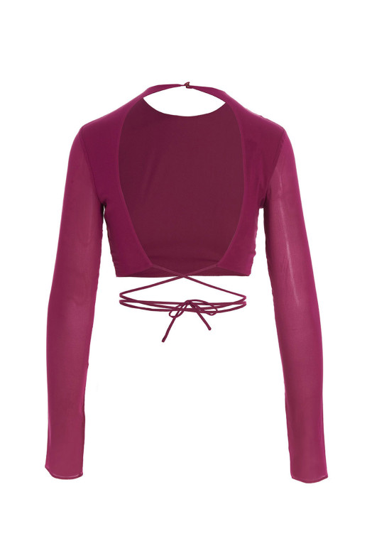 Cropped georgette top Fuchsia