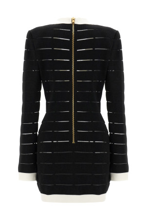 Двухцветное трикотажное платье Черно-серое BALMAIN (DF1R8053KG59EAB) Двухцветное трикотажное платье Черно-серое BALMAIN (DF1R8053KG59EAB)