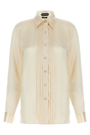Рубашка с плиссированным пластроном, белая TOM FORD (CA3269FAX1191AW035) Рубашка с плиссированным пластроном, белая TOM FORD (CA3269FAX1191AW035)