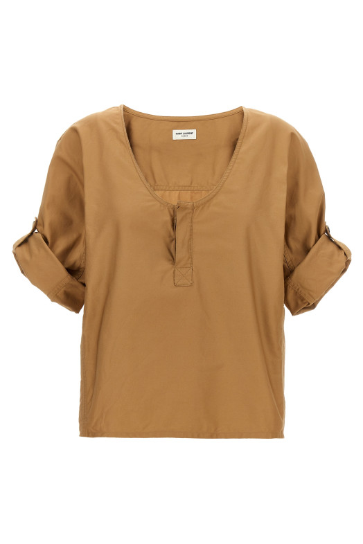 Блуза з твілу Бежева SAINT LAURENT (790080Y7I172495) Блуза з твілу Бежева SAINT LAURENT (790080Y7I172495)