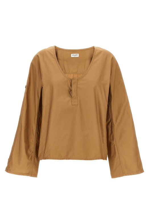 Блуза з твілу Бежева SAINT LAURENT (790080Y7I172495) Блуза з твілу Бежева SAINT LAURENT (790080Y7I172495)