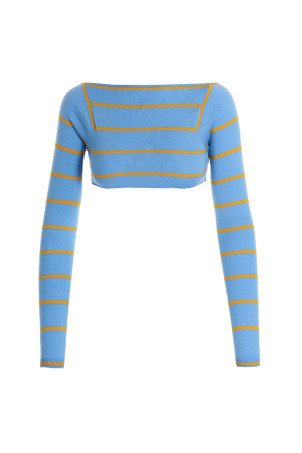 Свитерок с вырезами, укороченный, светло-голубой EMILIO PUCCI (3EKM033E951A93)