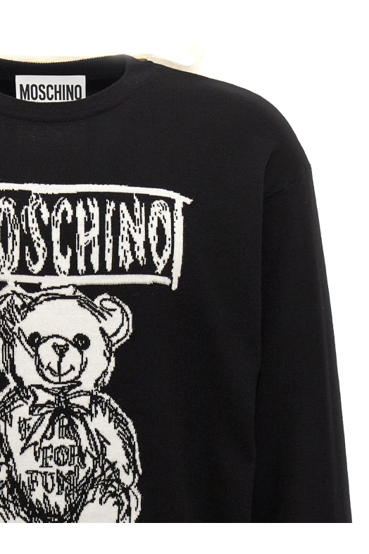 Светр з інтарсією з логотипом Чорно-сірий MOSCHINO V092670000555 Светр з інтарсією з логотипом Чорно-сірий MOSCHINO V092670000555