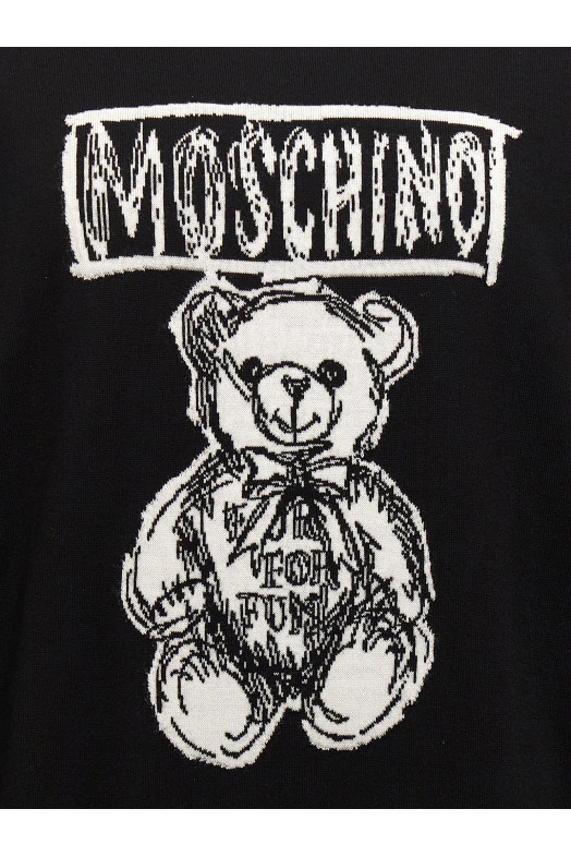 Светр з інтарсією з логотипом Чорно-сірий MOSCHINO V092670000555 Светр з інтарсією з логотипом Чорно-сірий MOSCHINO V092670000555