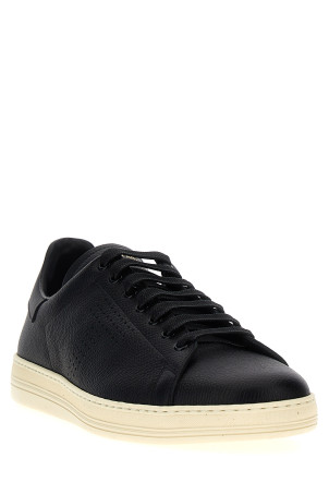 Logo leather sneakers Black-grey Logo leather sneakers Black-grey