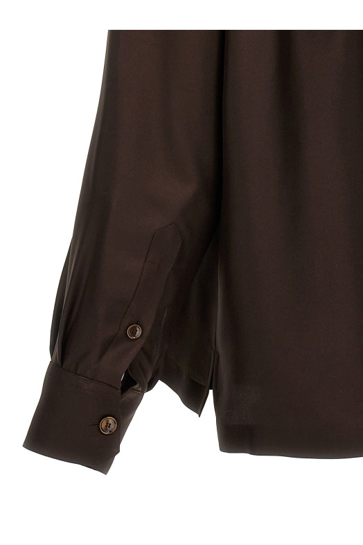 Сорочка з вишитим логотипом, коричнева DOLCE & GABBANA (G5IF1ZFU1S4M0674) DOLCE & GABBANA Сорочка з вишитим логотипом, коричнева DOLCE & GABBANA (G5IF1ZFU1S4M0674) DOLCE & GABBANA