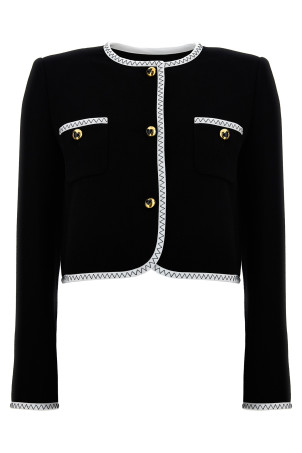 Короткая куртка из крепа Черно-серая MOSCHINO (J050655170555) Короткая куртка из крепа Черно-серая MOSCHINO (J050655170555)