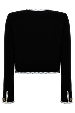 Короткая куртка из крепа Черно-серая MOSCHINO (J050655170555) Короткая куртка из крепа Черно-серая MOSCHINO (J050655170555)