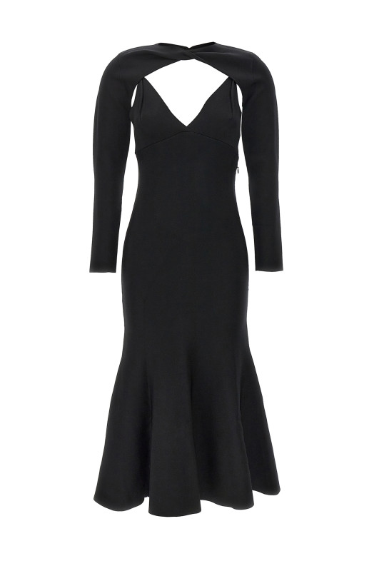 Эластичное трикотажное платье средней длины Черное ROLAND MOURET (RMRS23003MBLACK) Эластичное трикотажное платье средней длины Черное ROLAND MOURET (RMRS23003MBLACK)