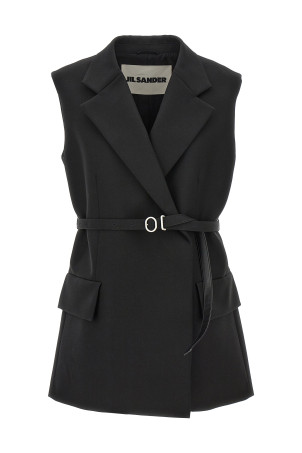 Шерстяной жилет с поясом, черный JIL SANDER (J02FB0118J40001001) Шерстяной жилет с поясом, черный JIL SANDER (J02FB0118J40001001)