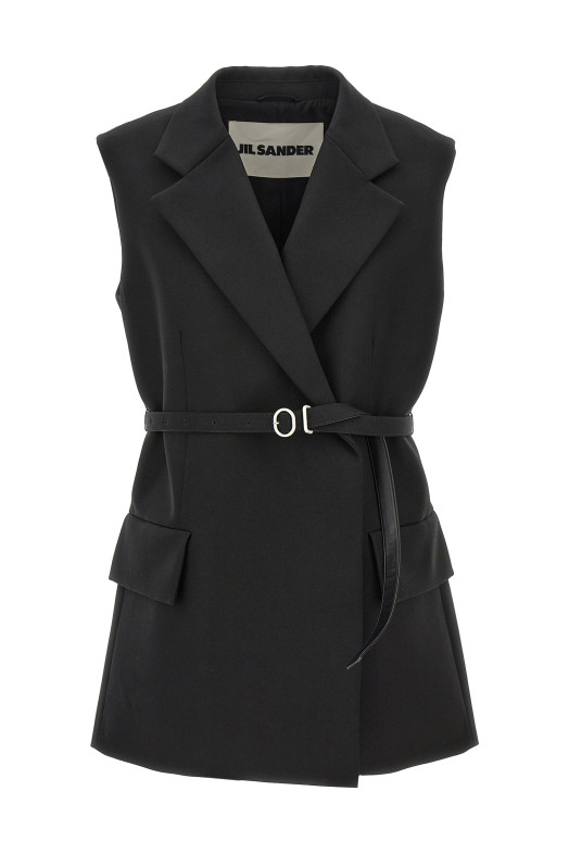 Шерстяной жилет с поясом, черный JIL SANDER (J02FB0118J40001001) Шерстяной жилет с поясом, черный JIL SANDER (J02FB0118J40001001)